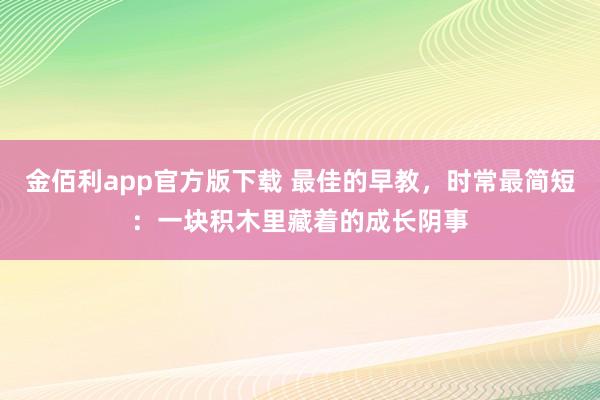 金佰利app官方版下载 最佳的早教，时常最简短：一块积木里藏着的成长阴事