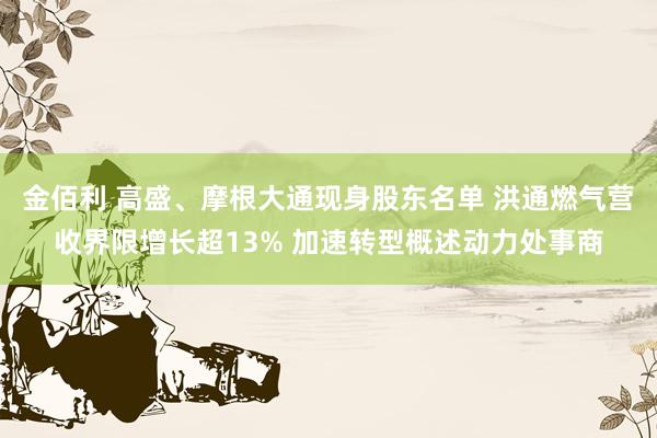 金佰利 高盛、摩根大通现身股东名单 洪通燃气营收界限增长超13% 加速转型概述动力处事商